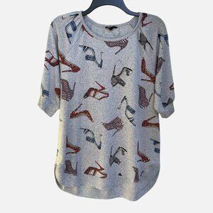 Love & Lace Stiletto Print Short-Sleeve Sweater (Size M)